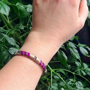 Purple and Silver Striped Bracelet